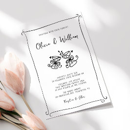 Convites Casamento Whimsical Moderno Desenhado à Mão