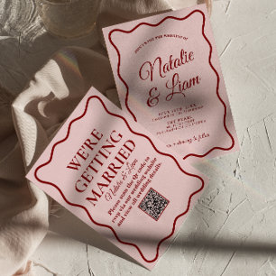 Convites Casamento Whimsical Moderno Negrito Código QR