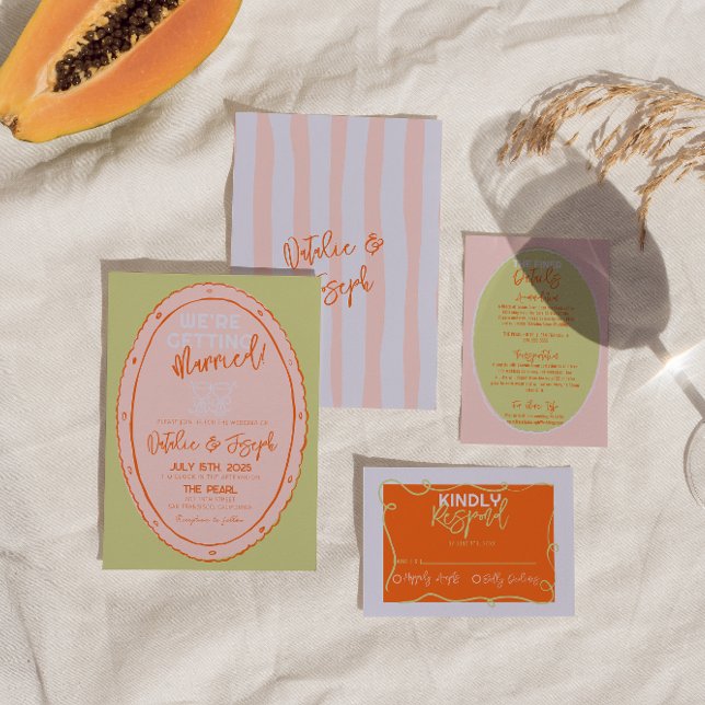 Convites Casamento Whimsical Pintado Desenhado Colorido (Criador carregado)