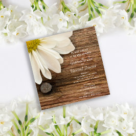 Convites Casamento White Daisy and Barn Wood Ranch