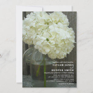 Convites Casamento White Hydrangeas Mason Jar
