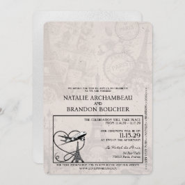 Convites Casamento White Paris Passport