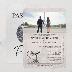 Convites Casamento White Paris Passport