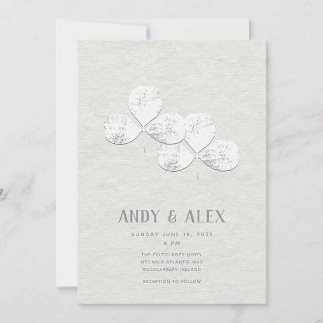 Convites Casamento White Shamrock (Frente)