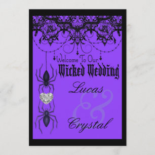 Convites Casamento Wicked Victorian Spider Purple Halloween