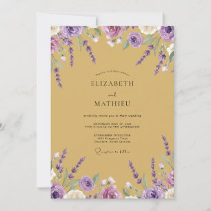 Convites Casamento Wisteria Violeta Mostarda Costeira