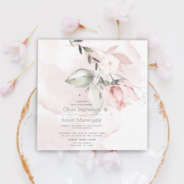 Convites Casamento | Woodland Blush Rosa Rosa Rosa (Criador carregado)