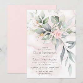 Convites Casamento | Woodland Greenery Boho Rosa Rosa Rosa