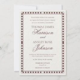 Convites Casamento Xadrez Harlequim Marrom Mocha