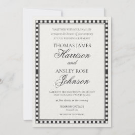 Convites Casamento Xadrez Harlequim Preto