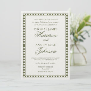 Convites Casamento Xadrez Harlequim Verde Oliva