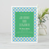 Casamento Xadrez Retro Verde e Azul