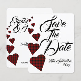 Convites Casamento Xadrez Vermelho Save The Date