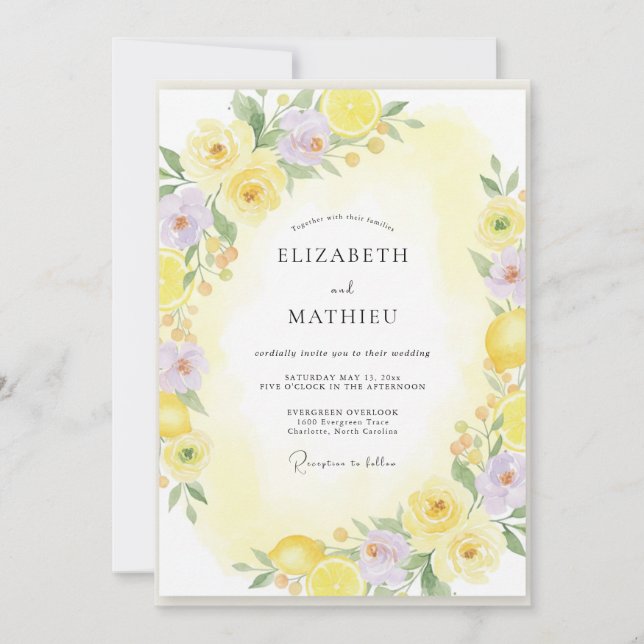 Convites Casamento Yellow Citrus Amalfi (Frente)