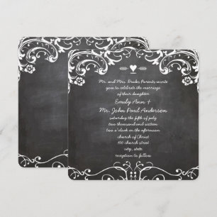 Convites Casamentos com Tipografia de Quadro Negro