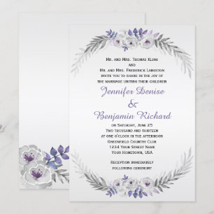 Convites Casamentos de Rosas de  de Cinzas de Prata Roxo