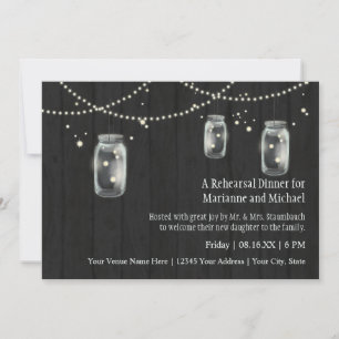 Convites Casamentos noturnos de Mason Jar Rustic Country