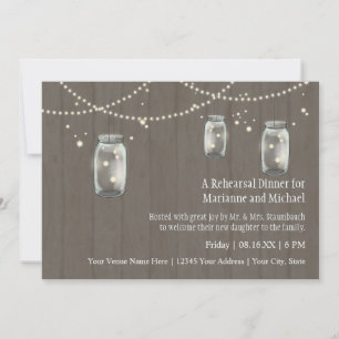 Convites Casamentos noturnos de Mason Jar Rustic Country