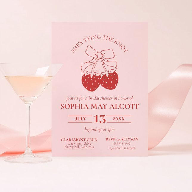 Convites Casando Coquette Strawberry Chá de panela (Criador carregado)