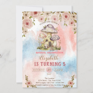 Convites Casas de Cogumelo Aquarela Flores Splash Aniversár