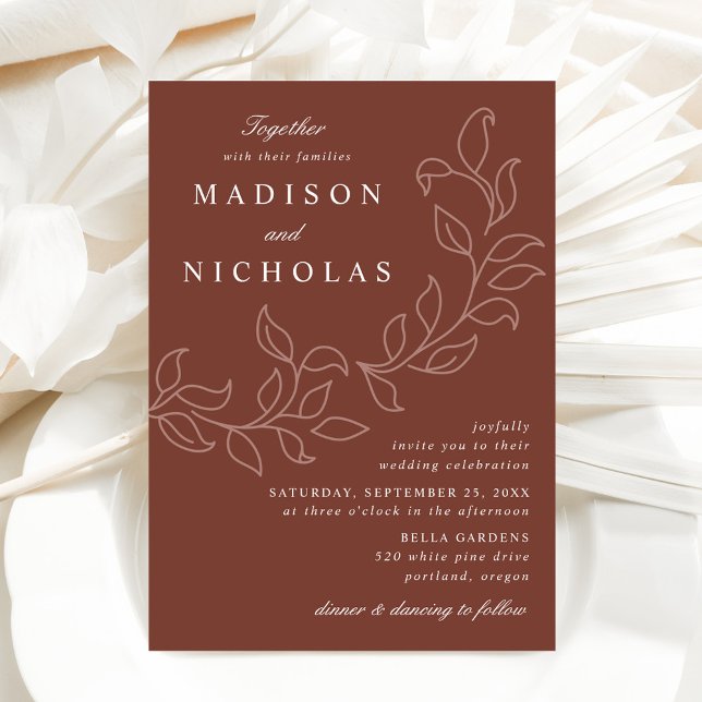 Convites Casca de Folhas Marrons Casamento (Criador carregado)