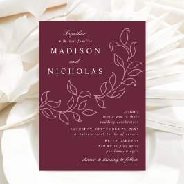 Convites Casca de Folhas Merlot Casamento