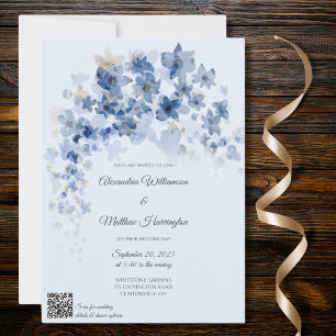 Convites Cascading Blue Flowers Cascading Code Weding