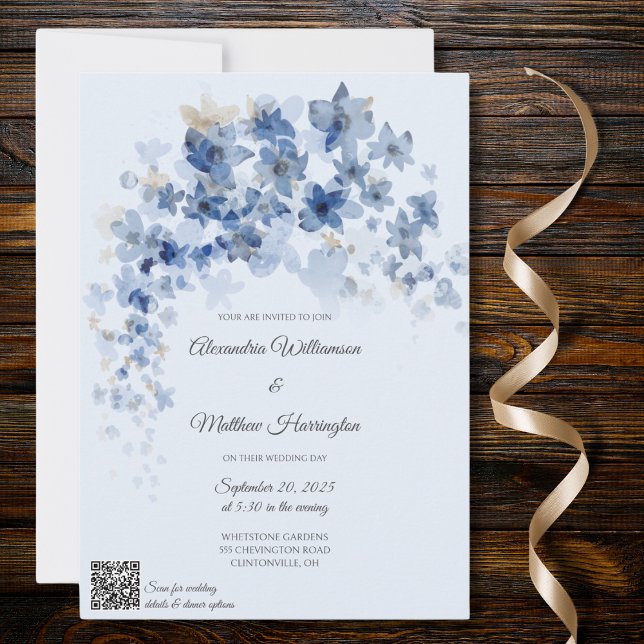 Convites Cascading Blue Flowers Cascading Code Weding (Criador carregado)