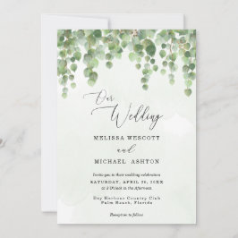 Convites Cascading Watercolor Eucalyptus Greenery Weding