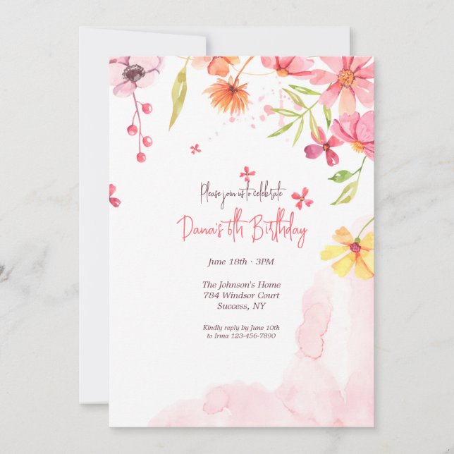 Convites Cascata de Flores  (Frente)