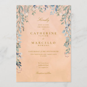 Convites Cascata Floral de Verdor Casamento Rústico Toscano