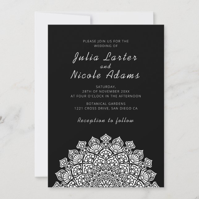 Convites Cascata Mandala de Casamento Lua Crescente Radiant (Frente)