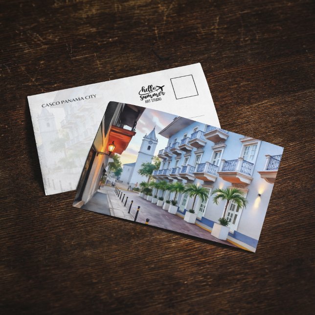 Convites Casco Panama City Old Town Watercolor Postcard (Criador carregado)