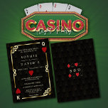 Convites Casino Glamoroso Casino Las Vegas Casamento Poker<br><div class="desc">Casino único Royale, design de cartão com tema de arte. Apresenta o estilo antigo de deco artístico, um antigo quadro de Hollywood estragado em 1920, com folha de ouro falsa Fleur-de-lis, corações vermelhos, Q e K em dois cantos (simulando cartões de jogar), sobre o fundo do padrão de Deco Arte...</div>