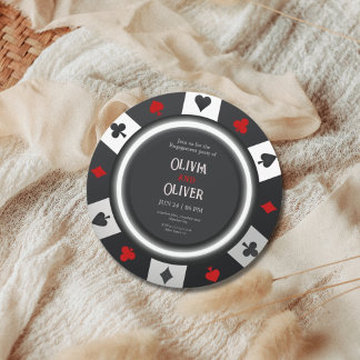 Convites Casino Las Vegas Poker Chip engagement party