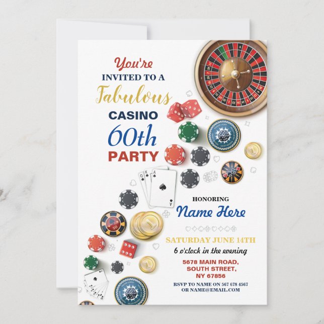 Convites Casino Night Las Vegas Birthday Cards Party (Frente)