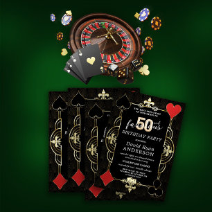 Convites Casino Night Poker 50 e Festa de aniversário fabul