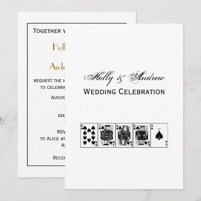 Convites Casino Night Poker Royal Hetero Flush Spades (Frente/Verso)