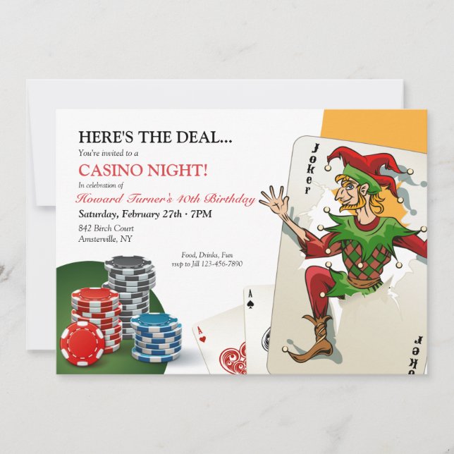 Convites Casino Poker Night (Frente)