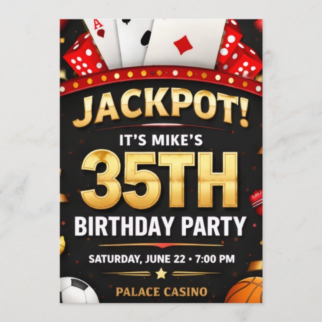 Convites Casino Theme Birthday Invitation Card (Frente)