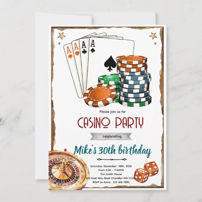 Convites Casino theme party Invitation (Frente)