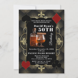 Convites Casino Vegas Cognac And Cigar 50th Birthday Party 