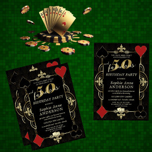 Convites Casino Vegas Poker 50 e Festa de aniversário fabul