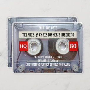 Convites Cassete Mixtape dos anos 80 Casamento Salve a data