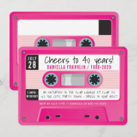 CASSETTE FITA Vintage moderna aniversariante rosa