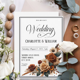 Convites Castanho-branco-palha-castigo elegante