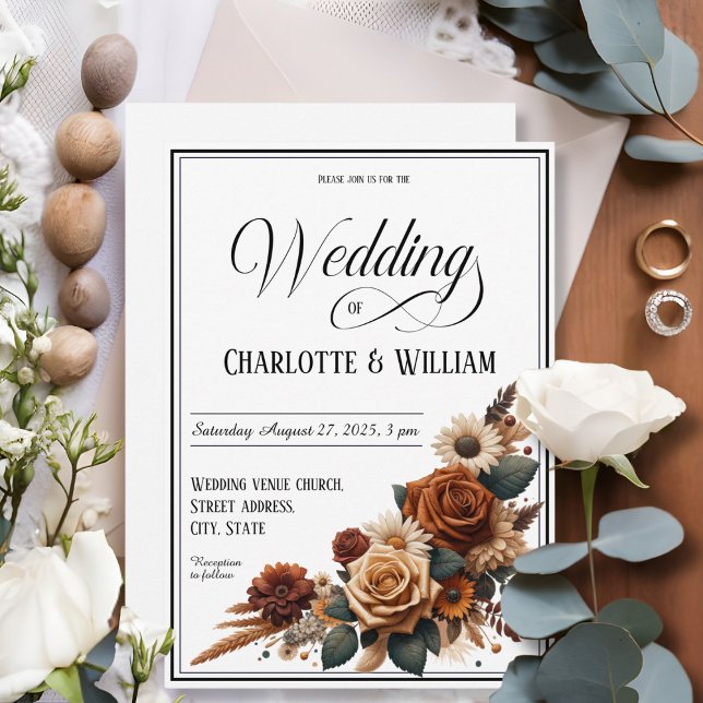 Convites Castanho-branco-palha-castigo elegante (Criador carregado)