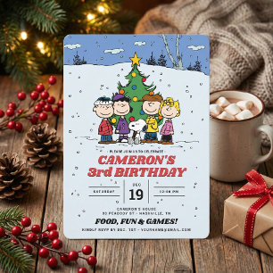 Convites Castanho e Amigos de inverno Aniversário