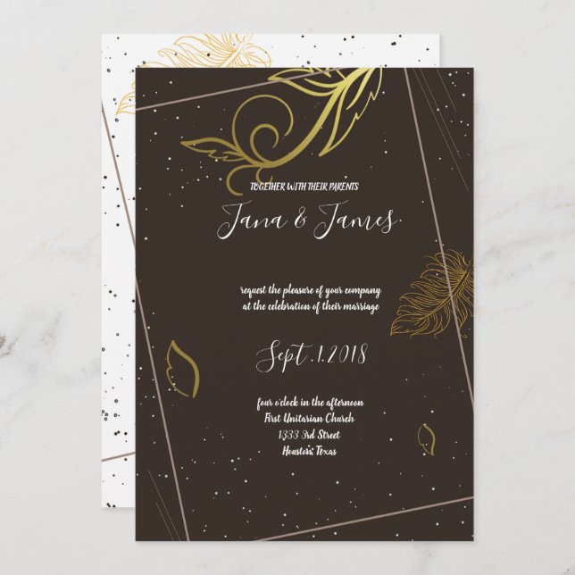 Convites Castanho e branco russos (Frente/Verso)