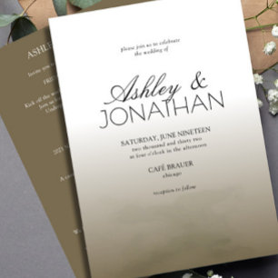 Convites Castanho Moderno e Casamento Minimalista Marrom Al